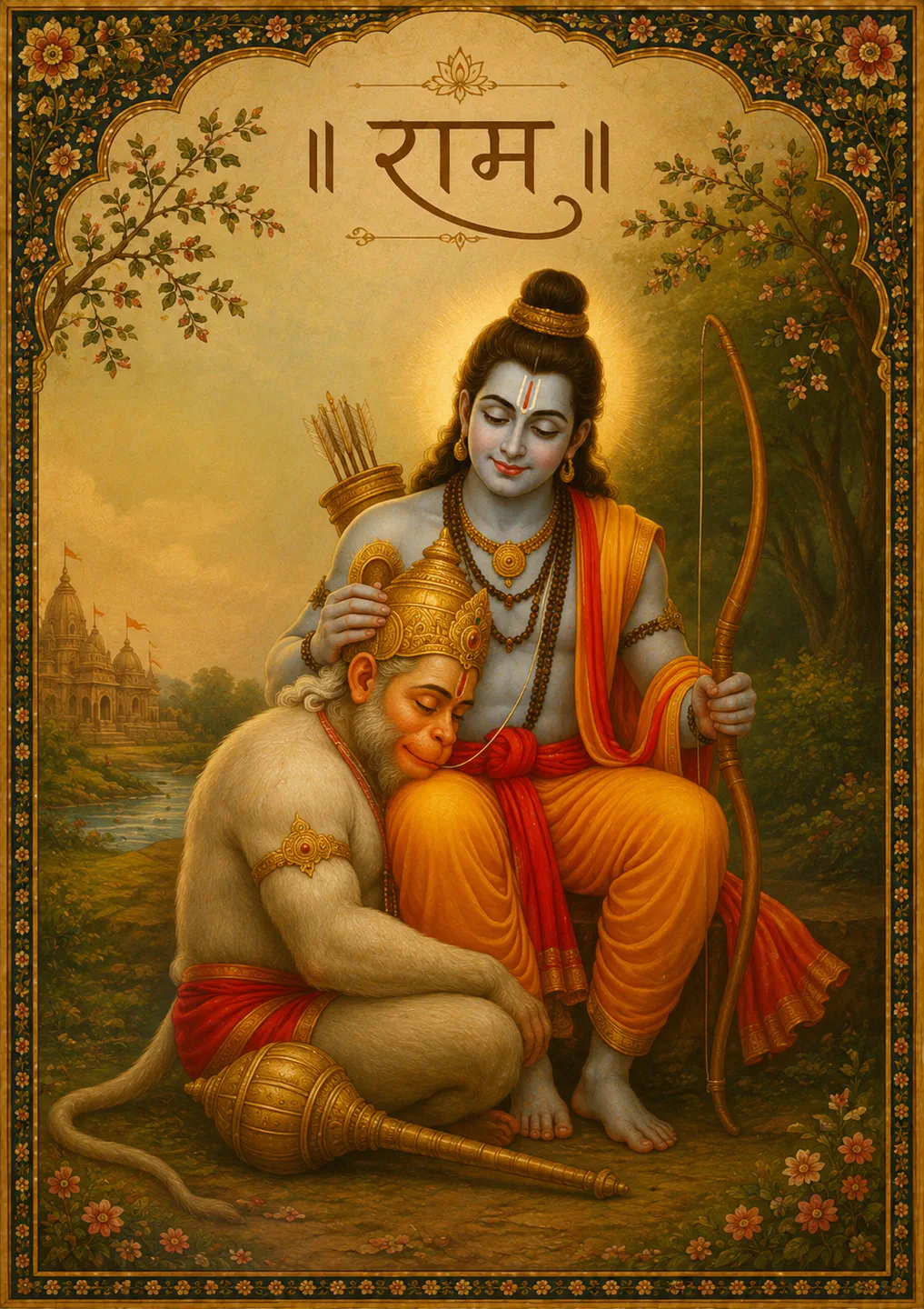 Hanuman ji gives up his strength, his mind, his body, his breath, his very identity at Ram jis feet. Even his Mace🙏 
His joy is to belong t…
