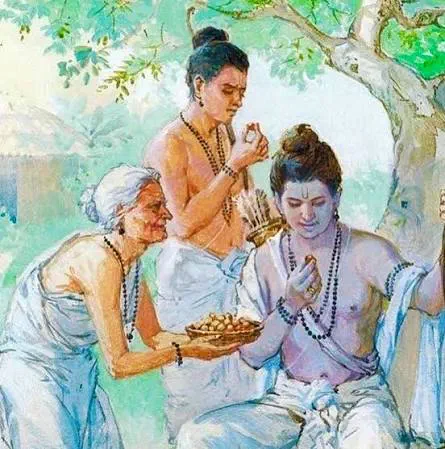 Under the leafy shade, Ma Shabari, with eyes full of love, offers her humble ber to Ram ji. He accepts each fruit with a gentle smile, honor…