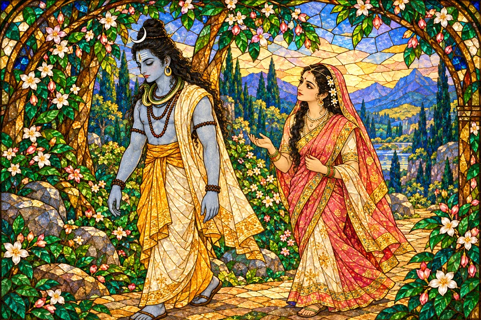 Shiva walks home in silence as Sati gently asks about the vow he has made.