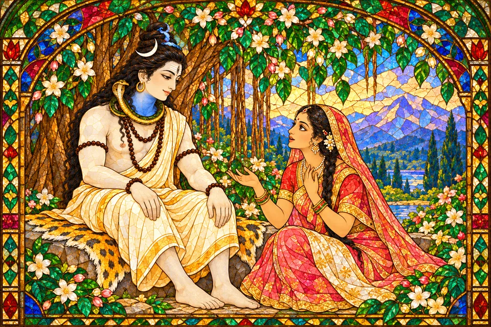 Uma asks quiet Shiva why the wise Vishnu devotee Narada cursed, expressing wonder about delusion in Narada's mind.