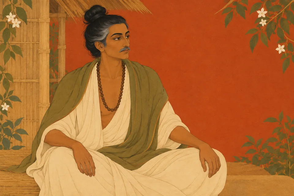 The defeated former king lives at the forest hermitage in an ascetic's disguise and recognizes Pratapbhanu.