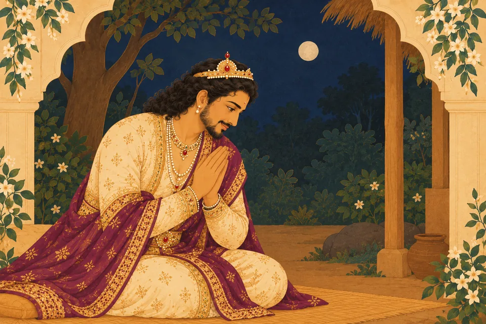 Pratapbhanu bows respectfully to the disguised ascetic, saying that whoever he is, the king seeks his grace.