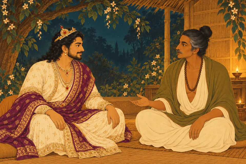 Pratapbhanu listens with growing fascination while the disguised former king tells ancient tales.
