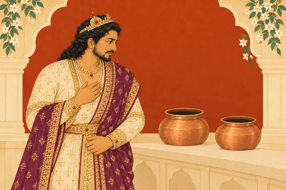 Pratapbhanu finds neither food nor the Brahmin cook in the kitchen and grows deeply worried.