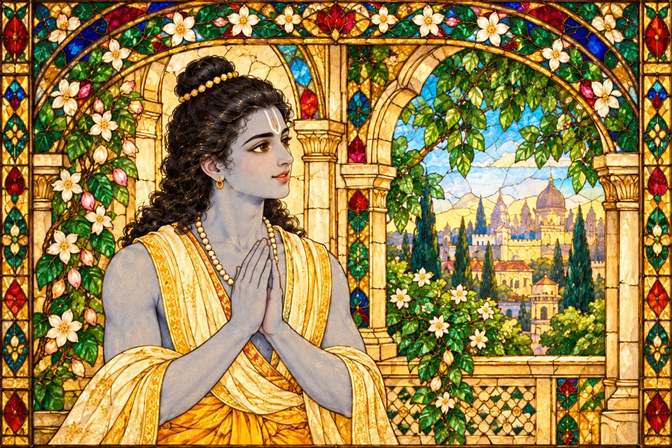 Rama humbly asks Vishvamitra’s permission to show Lakshmana the city and bring him back immediately.