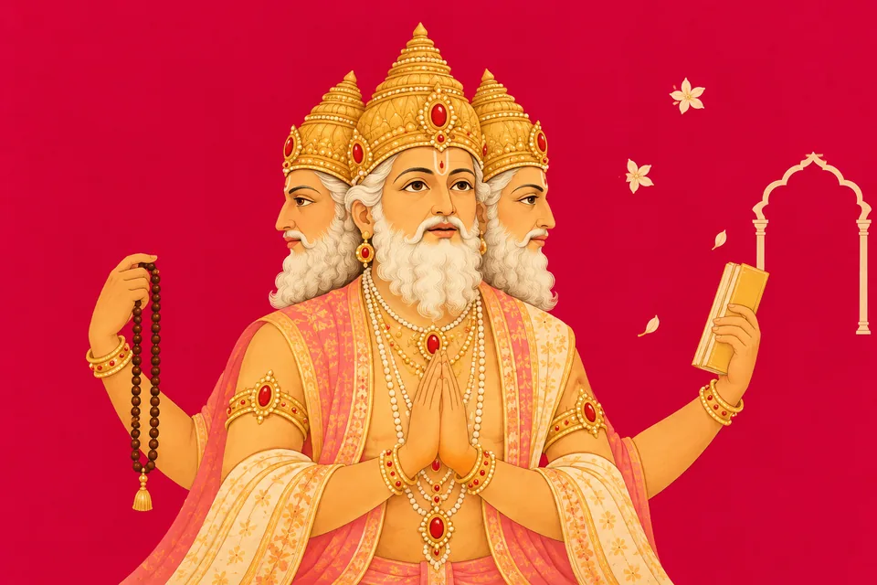 Brahma marvels at Mithila, unable to recognize his own work in its wonders.