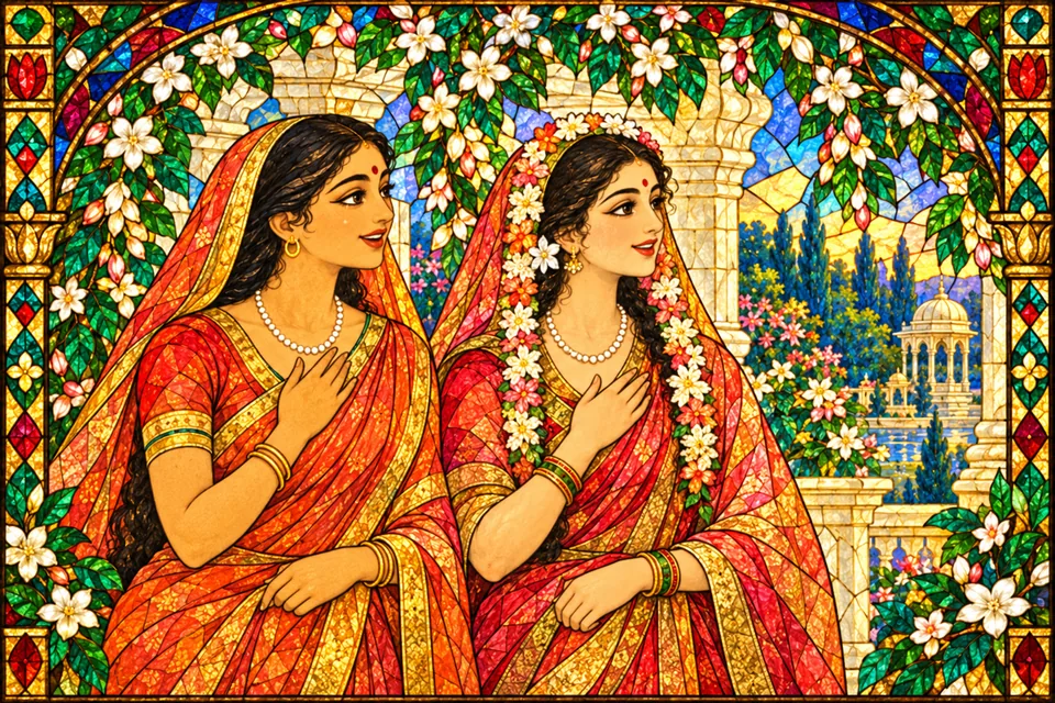 After hearing Gauri’s blessing, Sita and her companions rejoice, worship again and again, and return home joyfully.