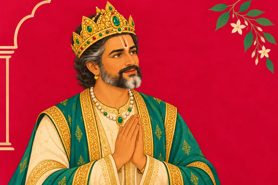 Janaka addresses Dasharatha with folded hands and loving humility.