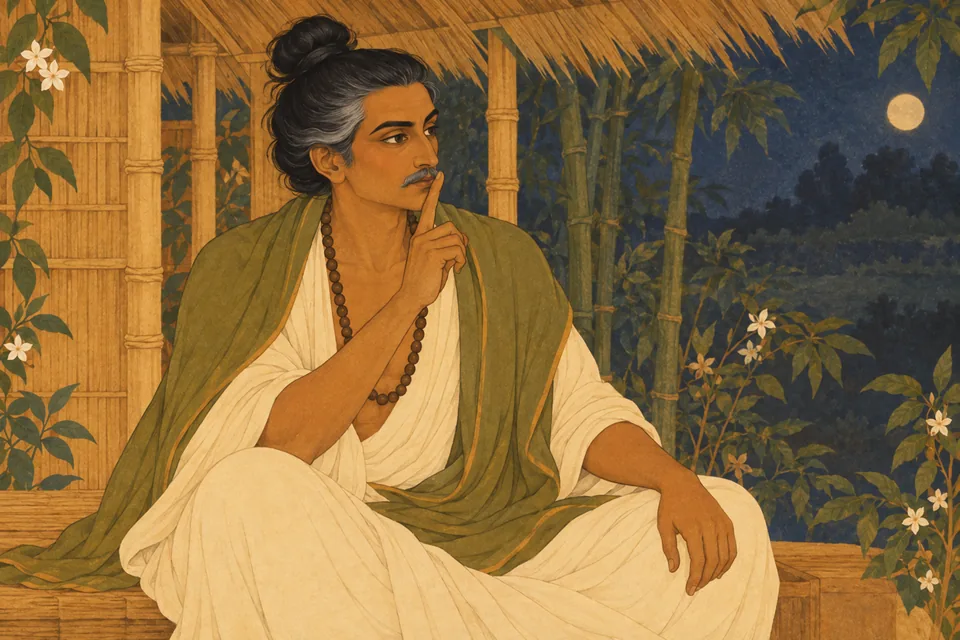 The disguised former king warns Pratapbhanu to keep their meeting and his losing the way secret.