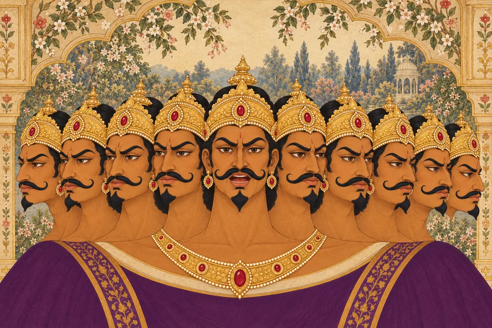 Ten-faced Ravana states his future plan for the hunger-weakened gods.