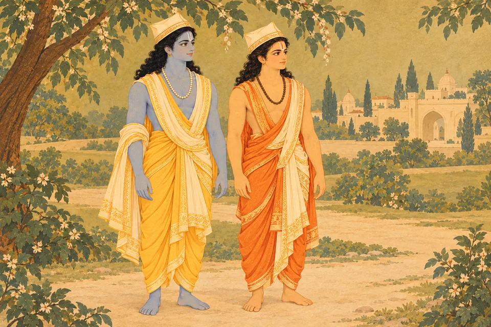 The youthful dark and fair brothers, abodes of beauty and joy, whose every limb receives lavish praise.