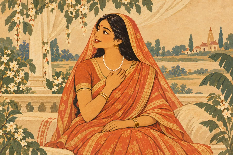 An anonymous woman joyfully beholds the princes according to her own taste, as beauty-love seems embodied.