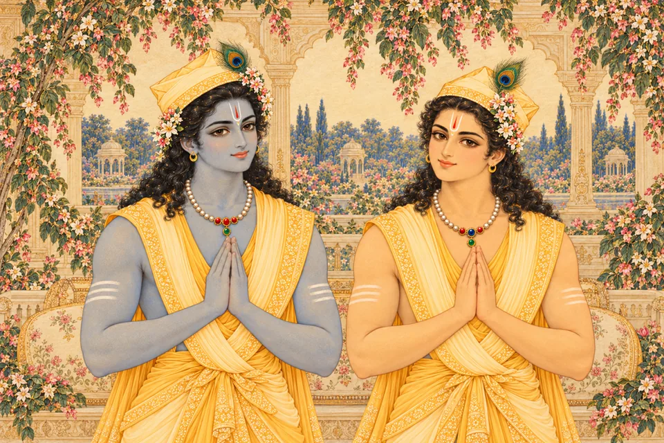 The dark and fair princes of Kosala shine in the royal assembly and captivate all eyes.