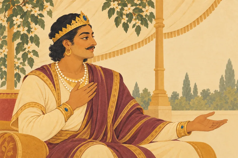 A discerning king predicts Rama will marry Sita and asks who could defeat Dasharatha’s battle heroes.