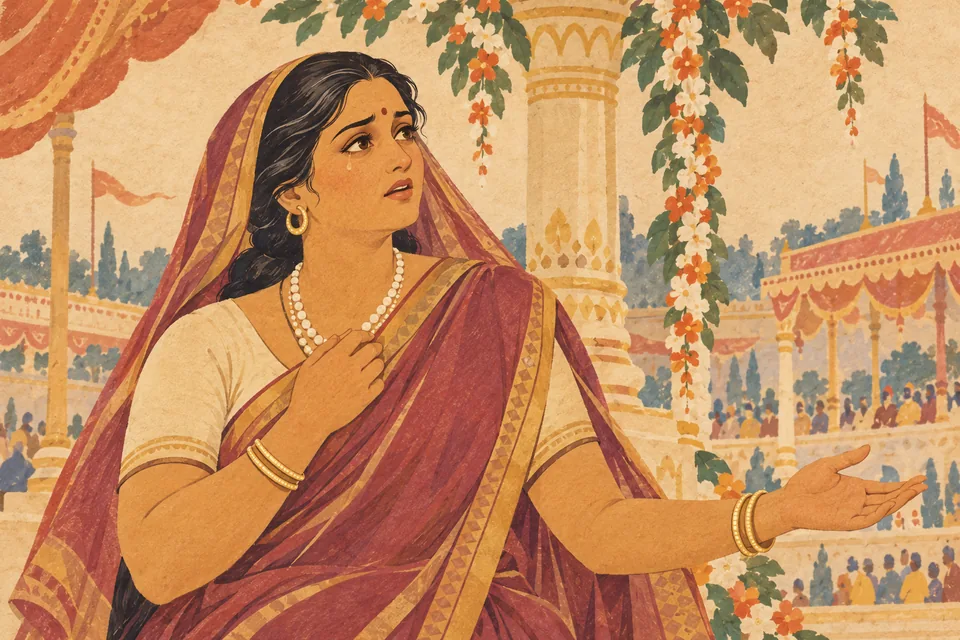 Looking lovingly at Rama, Sita’s mother calls her companions near and speaks in distress.