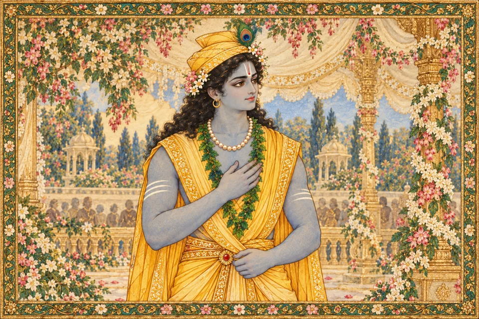Rama looks at Sita with compassion, recognizing her great distress.