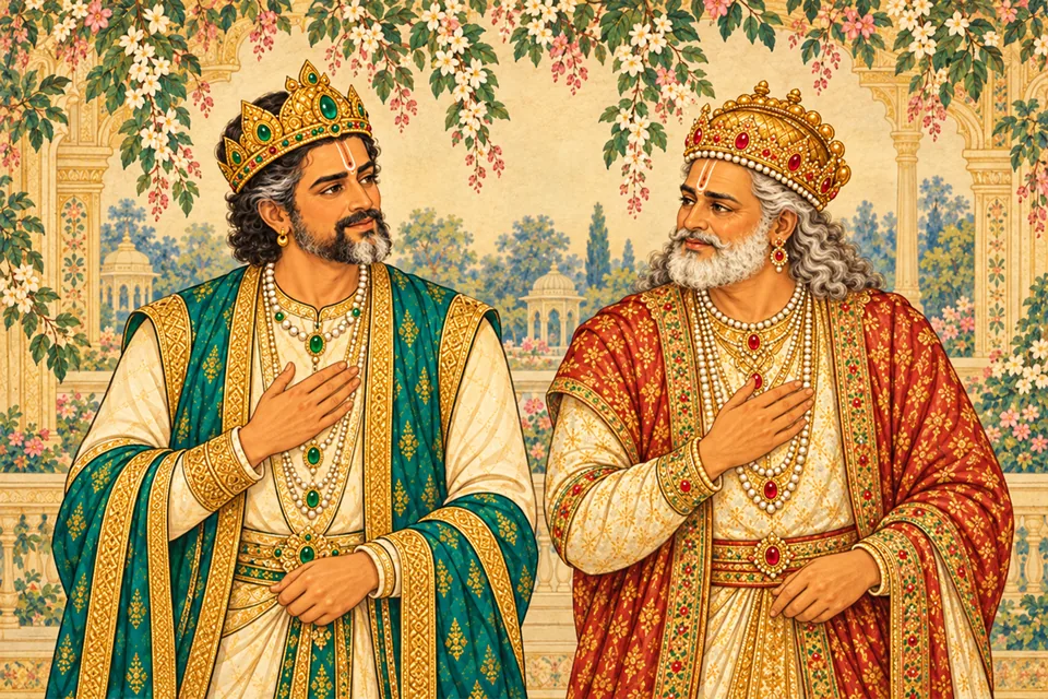 Comparative portraits of Janaka and Dasharatha, praised as the two kings of supreme merit.