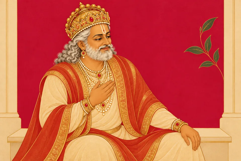 Dasharatha welcomes his sons and their brides at the wedding-party lodging.